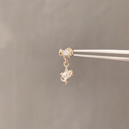 Gold Dainty Planet Helix Stud