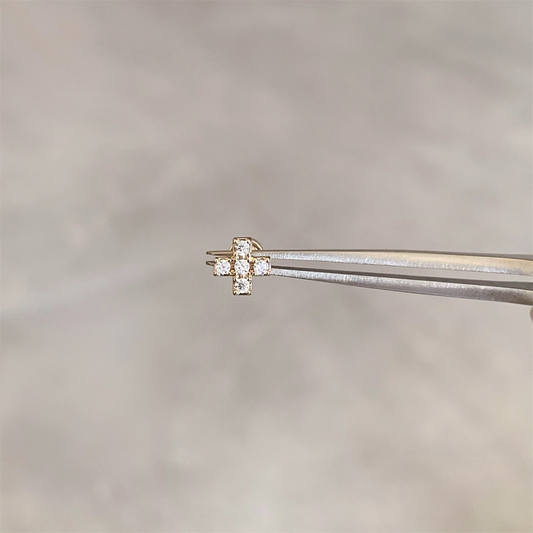 Gold Mini Cross Helix Stud