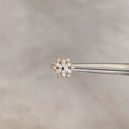 Gold Shimmering Flower Helix Stud