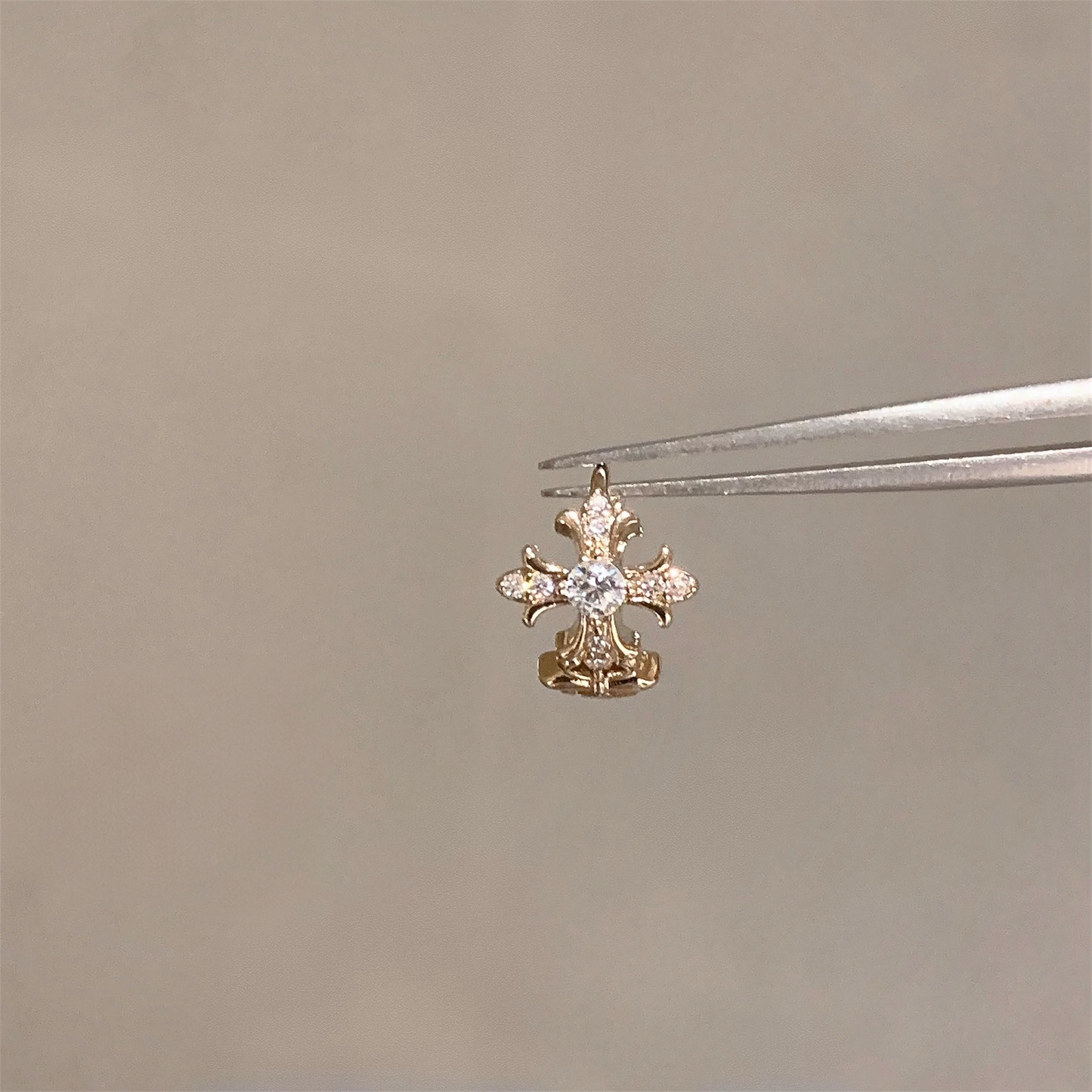 Gold Gothic Cross Helix Hoop