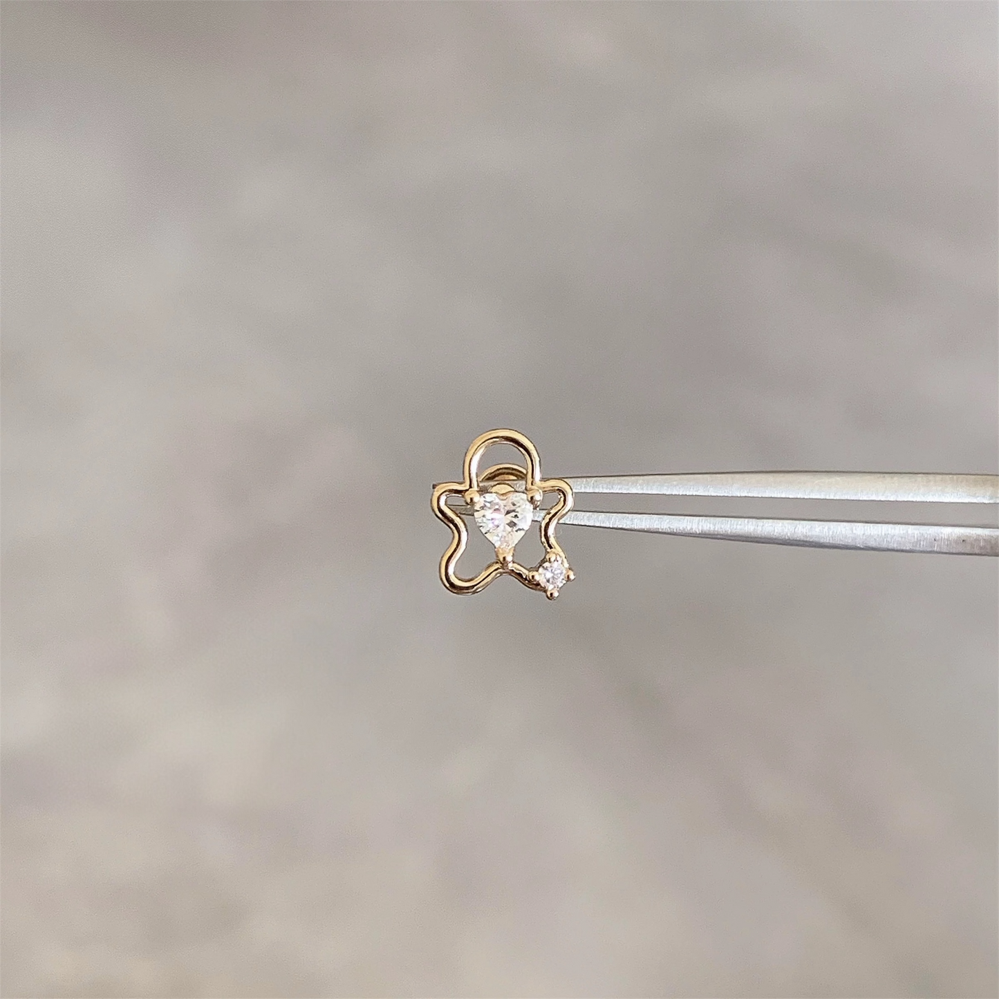 Gold Heart Flower Helix Stud