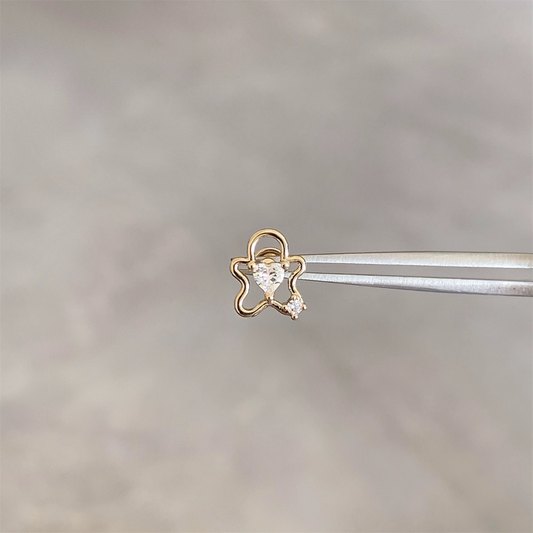 Gold Heart Flower Helix Stud
