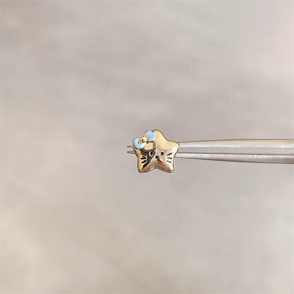 Gold Star Kitty Helix Earring