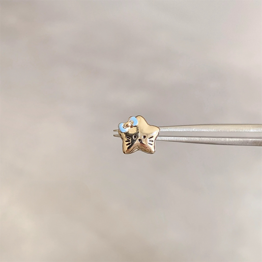 Gold Star Kitty Helix Earring