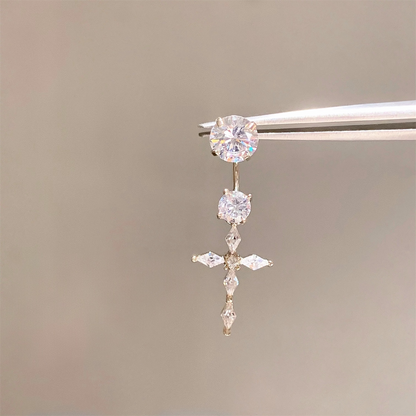 Gold Crystal Cross Piercing