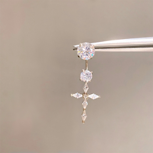 Gold Crystal Cross Piercing