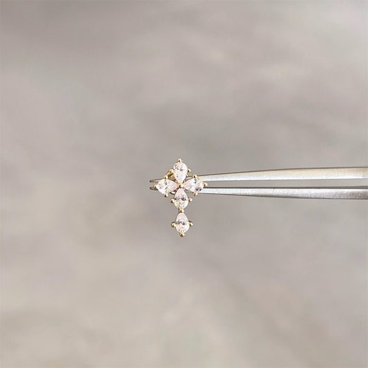 Gold Dainty Cross Helix Earring