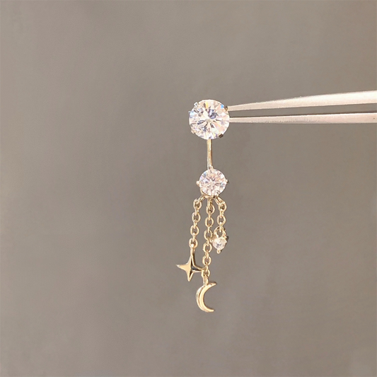 Gold Celestial Dangle Curved Barbell