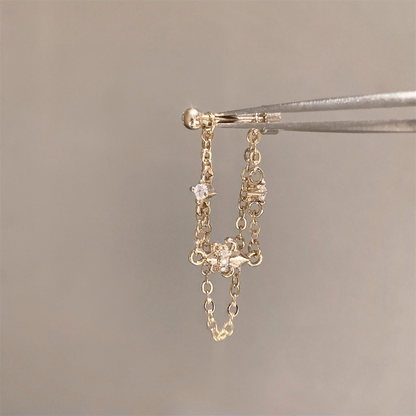 Gold Celestial Draping Chain Stud