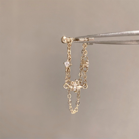 Gold Celestial Draping Chain Stud