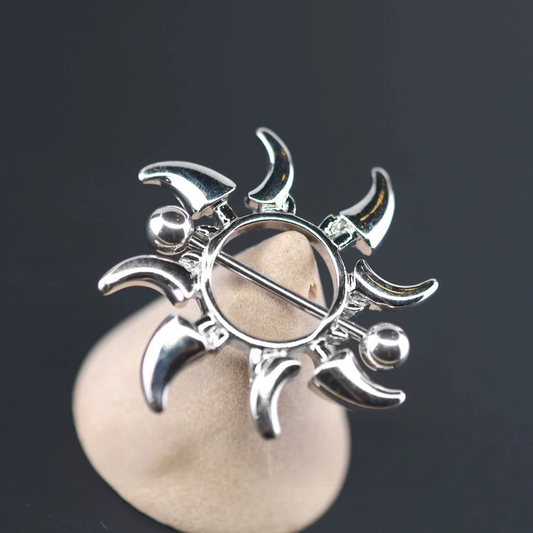 Silver Lunar Nipple Piercing