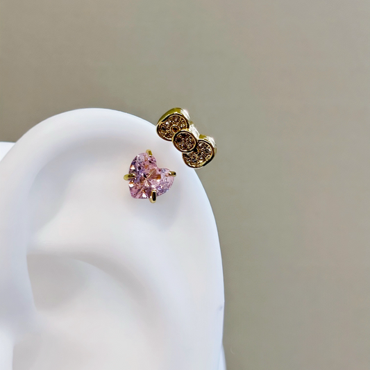 Gold Sweetheart Bow Earrings