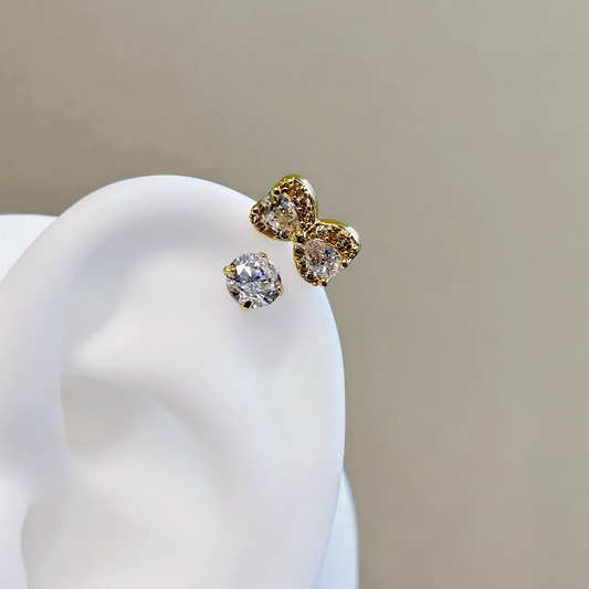 Golden Textured Bamboo Hoop Earring Stack