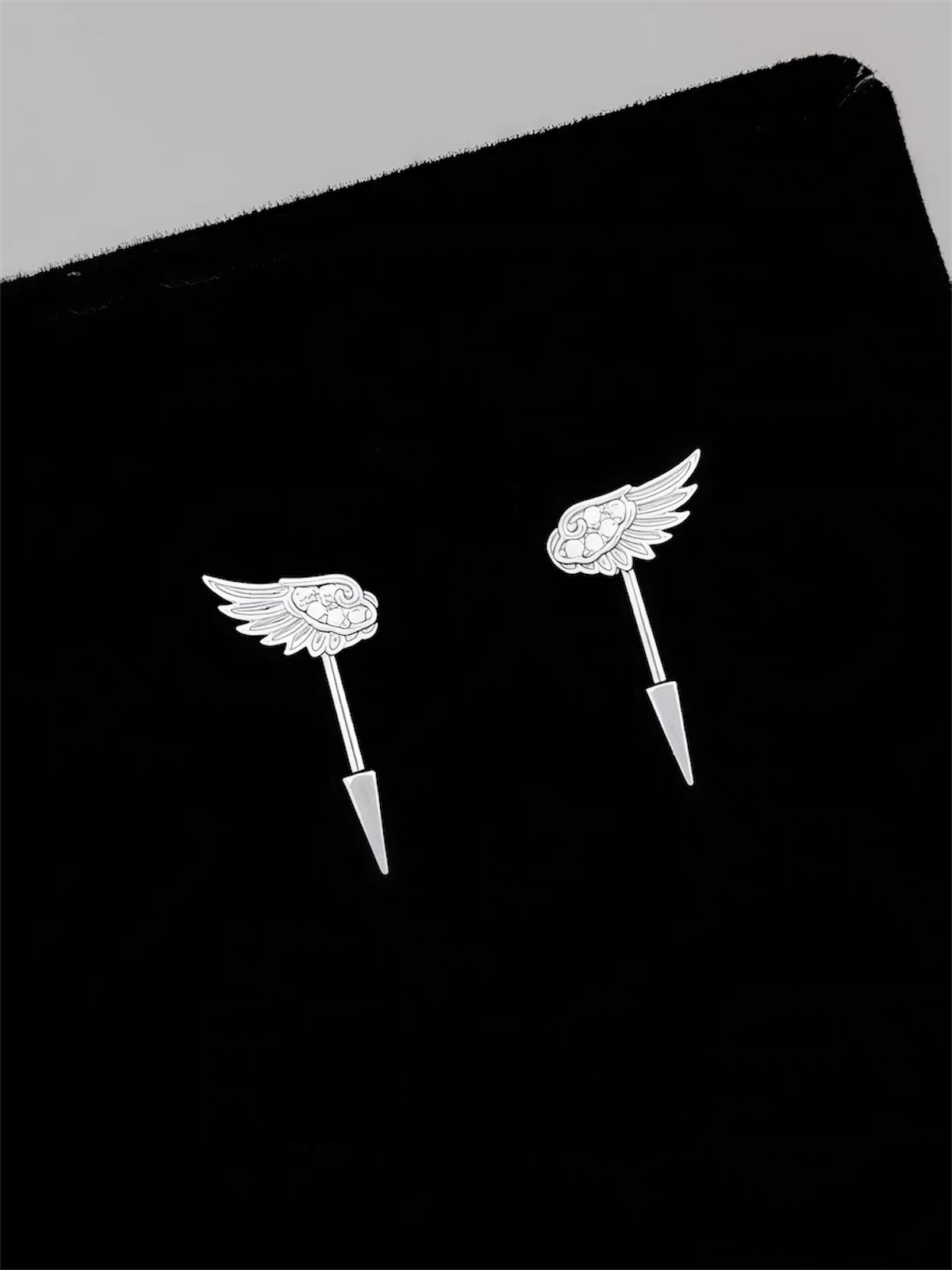 Silver Crystal Wing Helix Earrings
