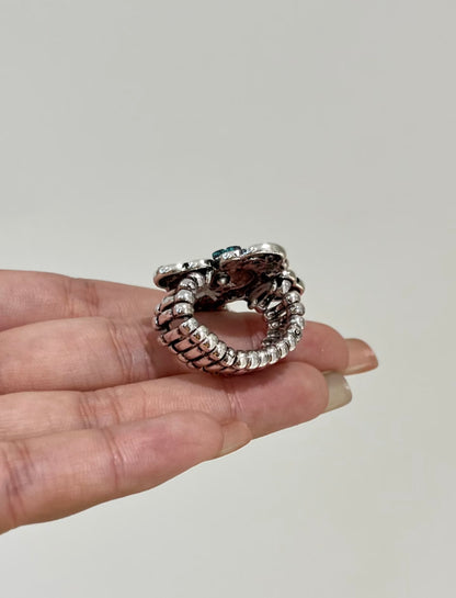 Antiqued Silver Filigree Cross Ring