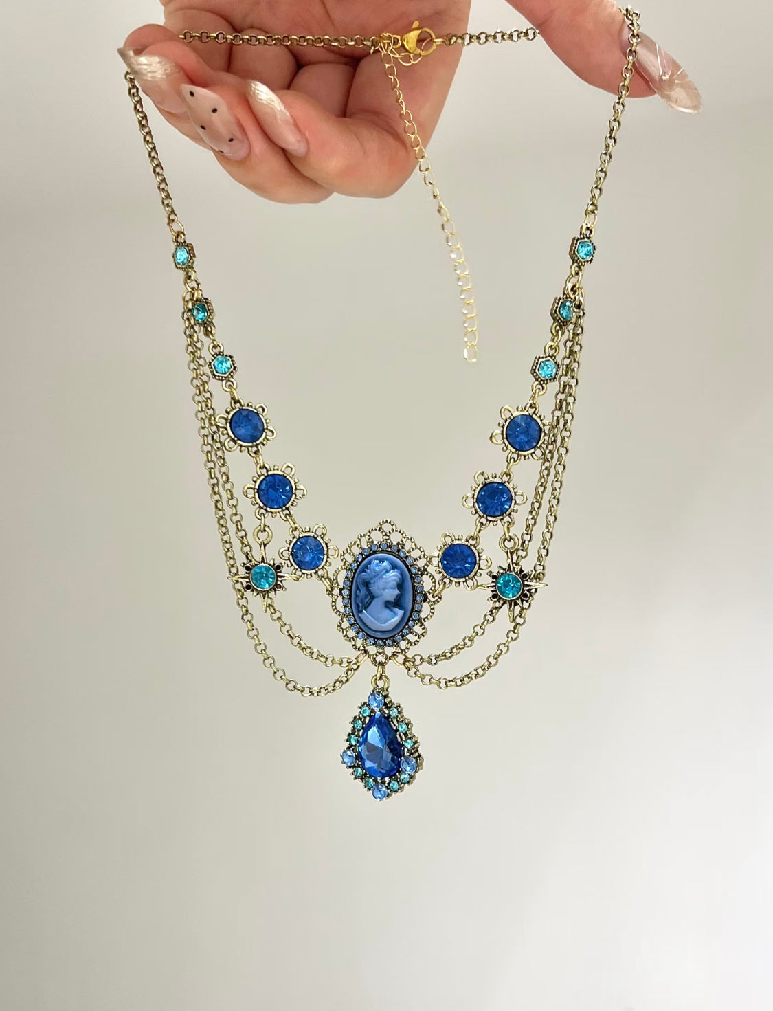 Empress Blue Cameo Necklace