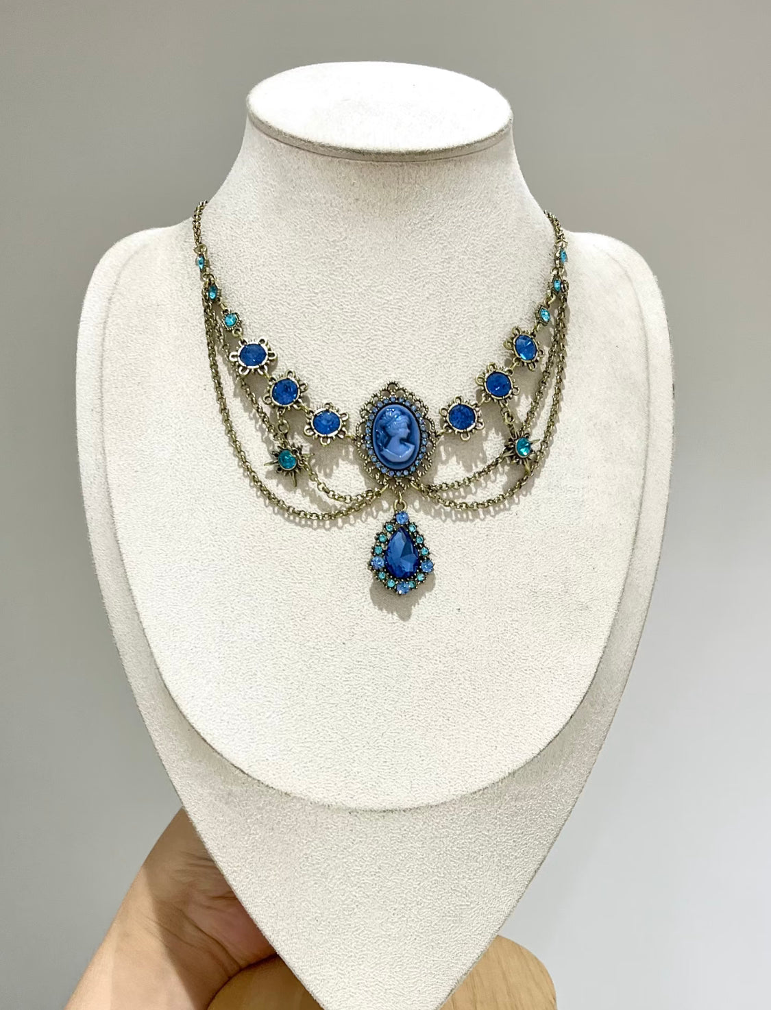 Empress Blue Cameo Necklace