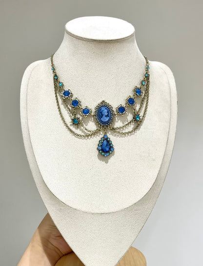 Empress Blue Cameo Necklace