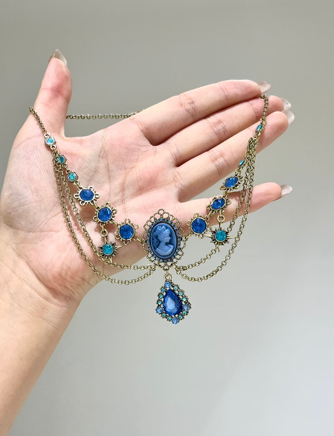Empress Blue Cameo Necklace