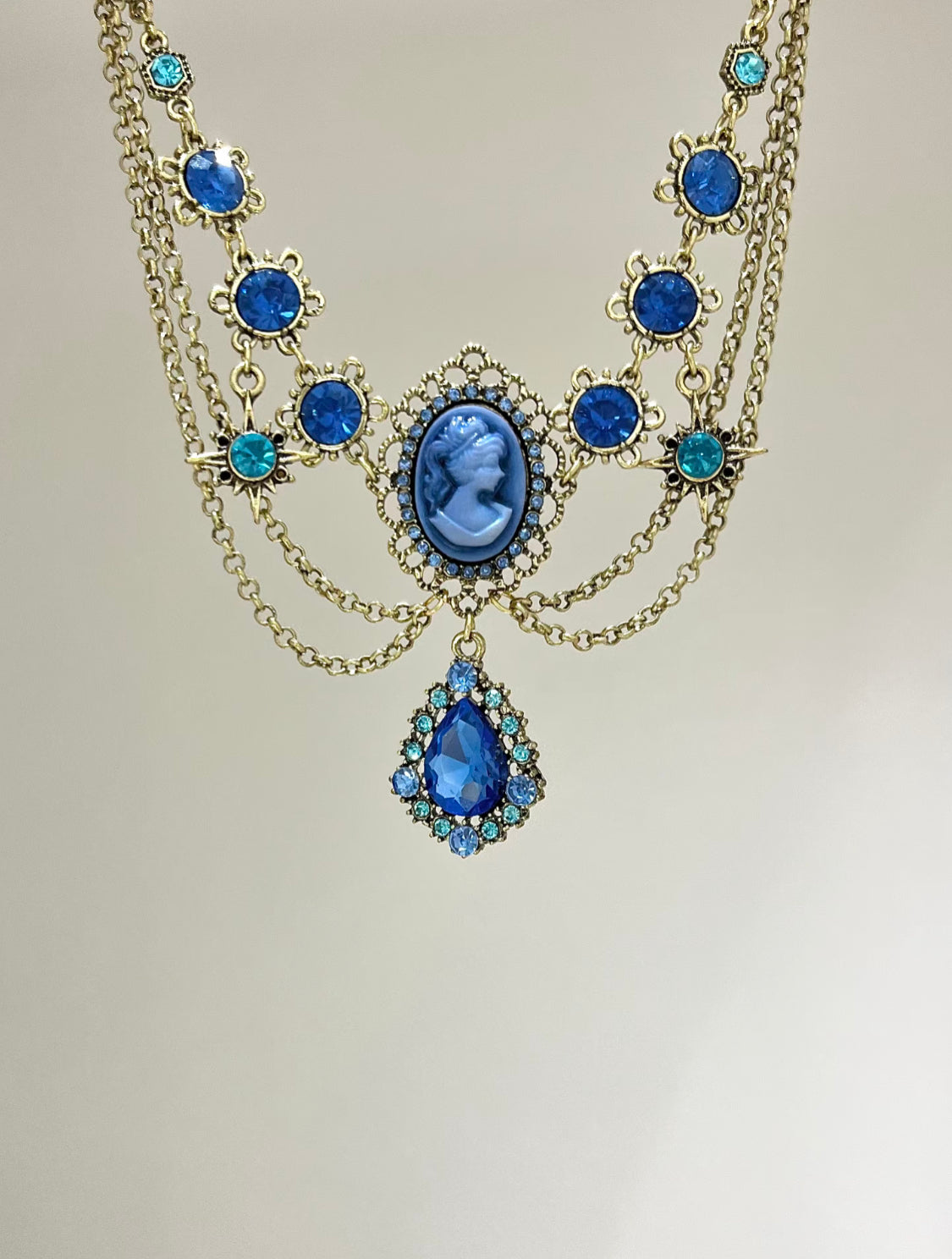 Empress Blue Cameo Necklace
