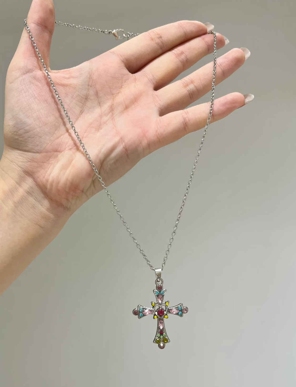 Aurora Gemstone Cross Necklace