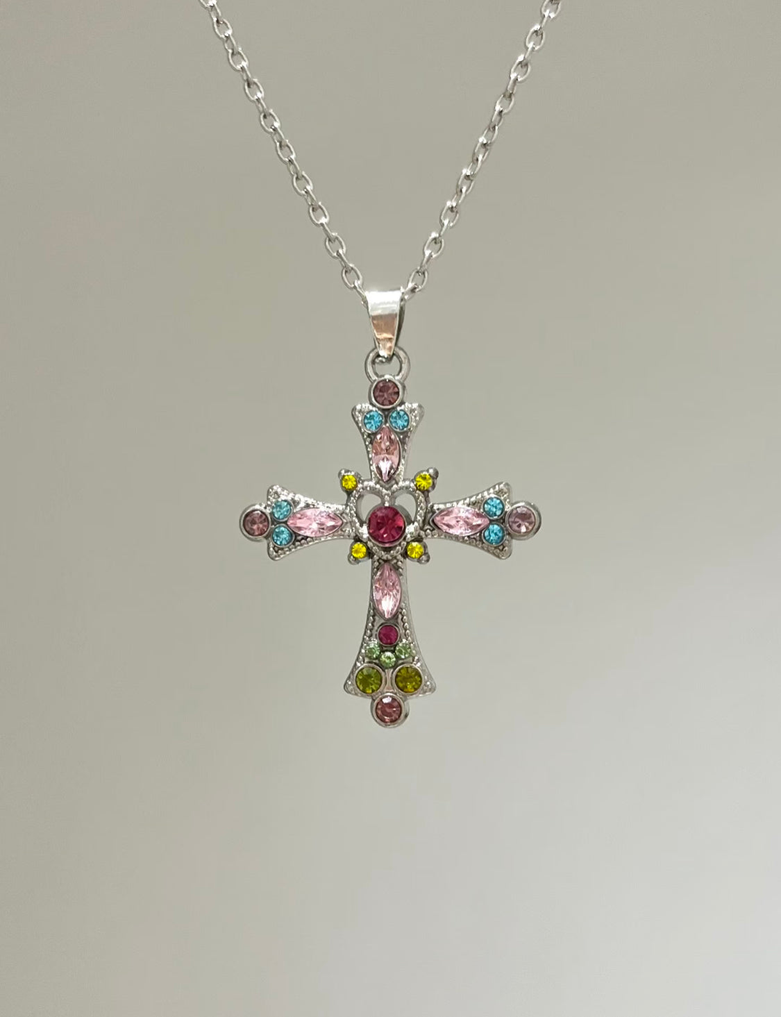 Aurora Gemstone Cross Necklace