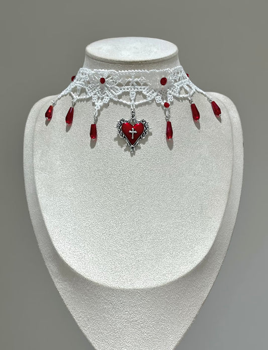 Crimson Lace Devotion Necklace