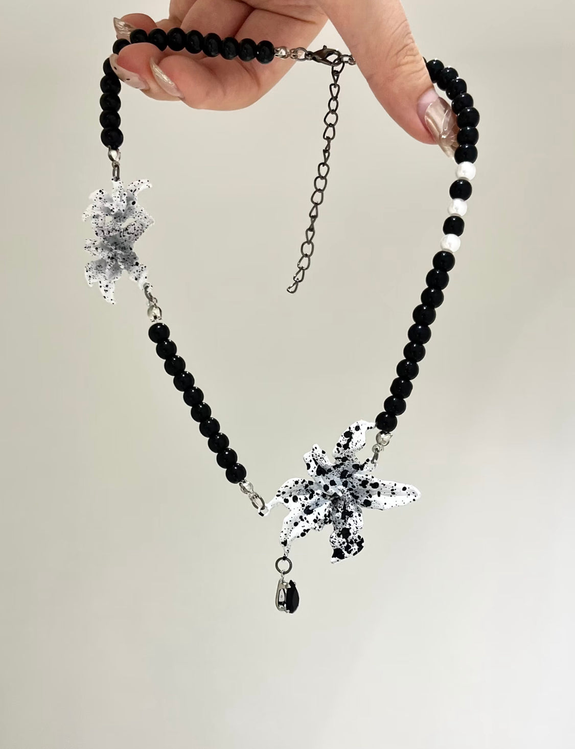 Ink-Spattered Lily Necklace