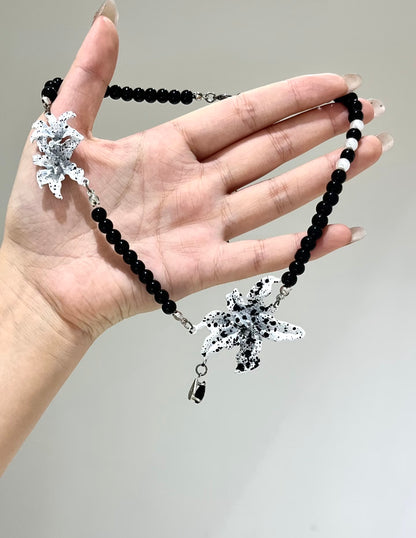 Ink-Spattered Lily Necklace