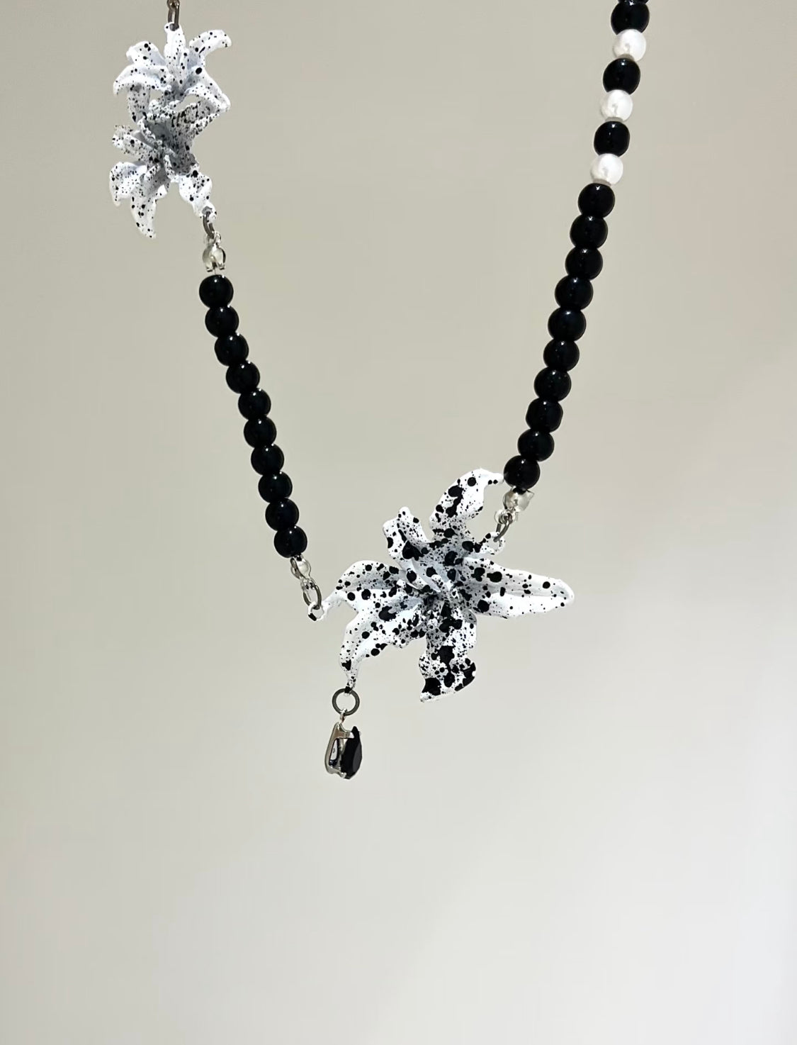 Ink-Spattered Lily Necklace