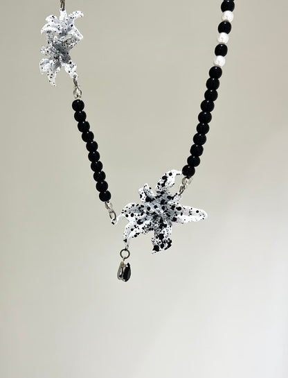 Ink-Spattered Lily Necklace