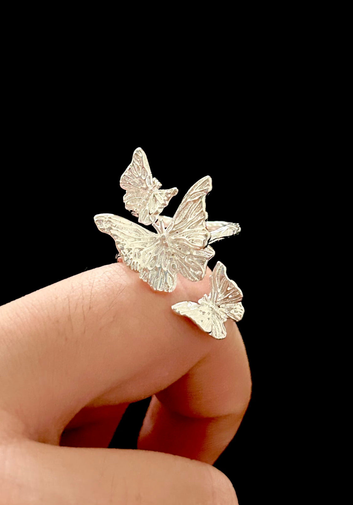 Silver Trio Butterfly Ring