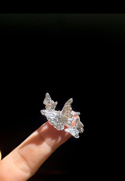 Silver Trio Butterfly Ring