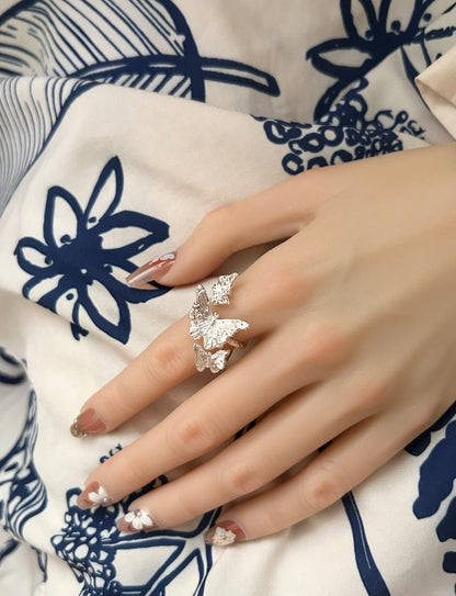 Silver Trio Butterfly Ring