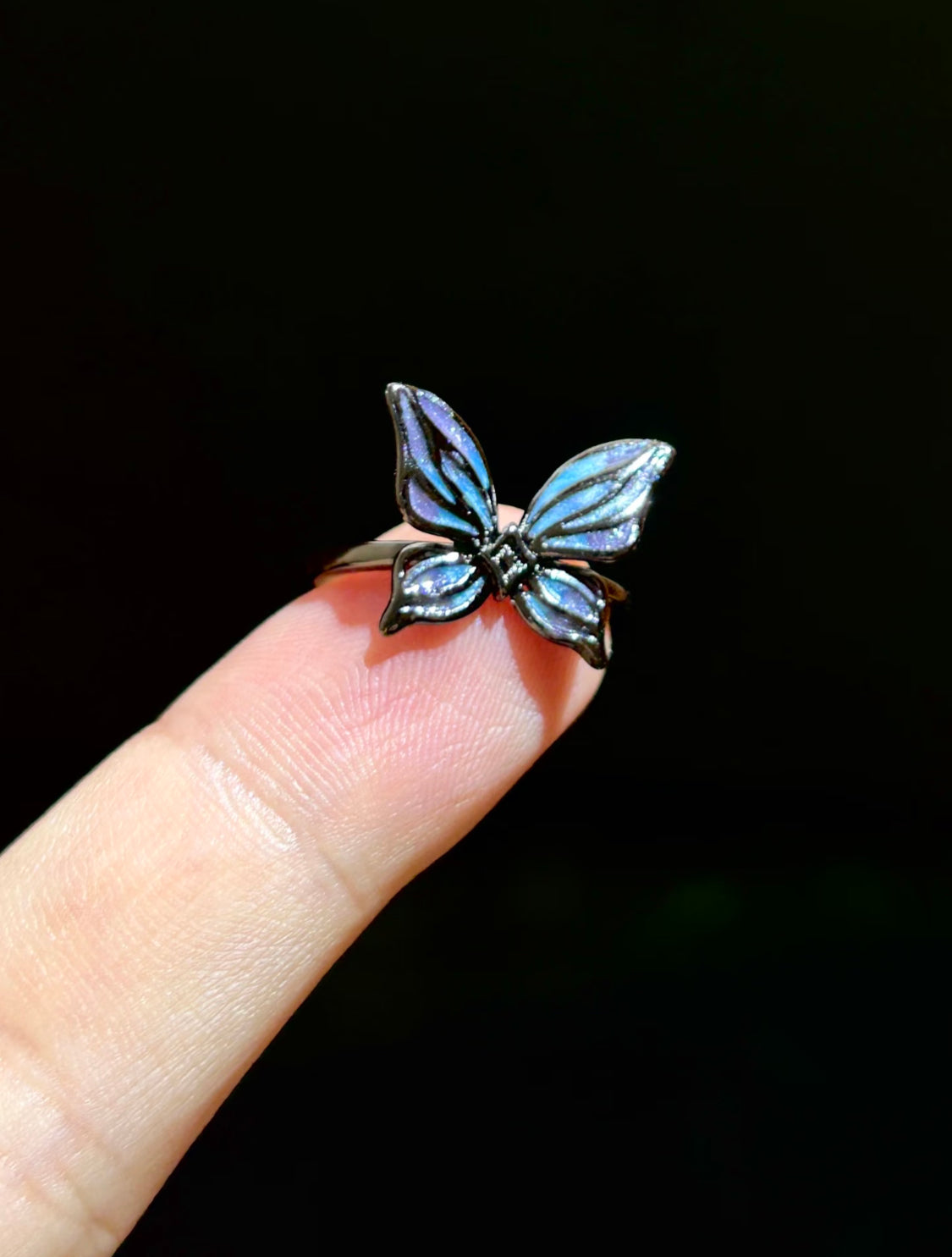 Midnight Nebula Butterfly Ring