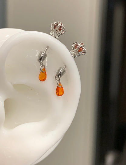 Crown Tear Vertical Helix Earrings