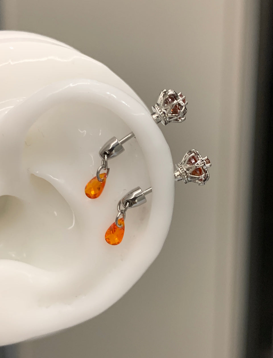 Crown Tear Vertical Helix Earrings