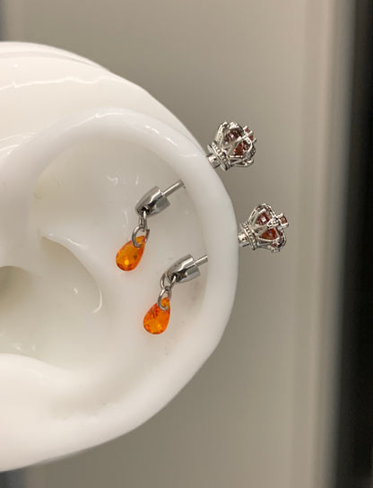Crown Tear Vertical Helix Earrings