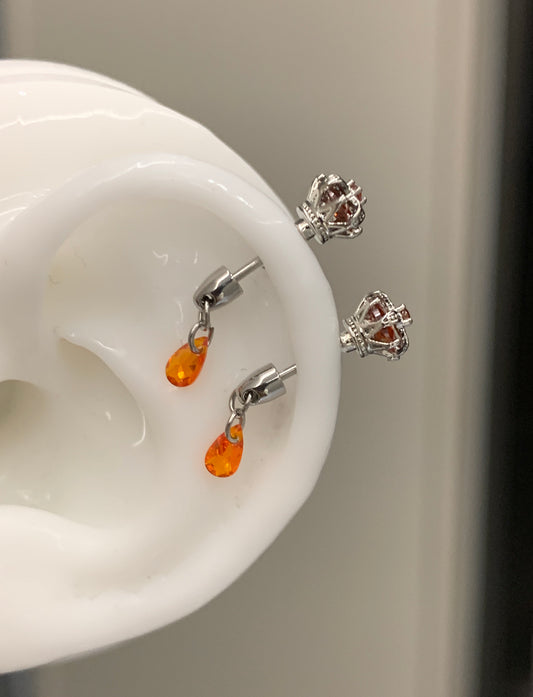 Crown Tear Vertical Helix Earrings