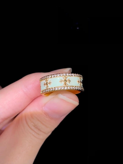 Golden Fleur Enamel Ring