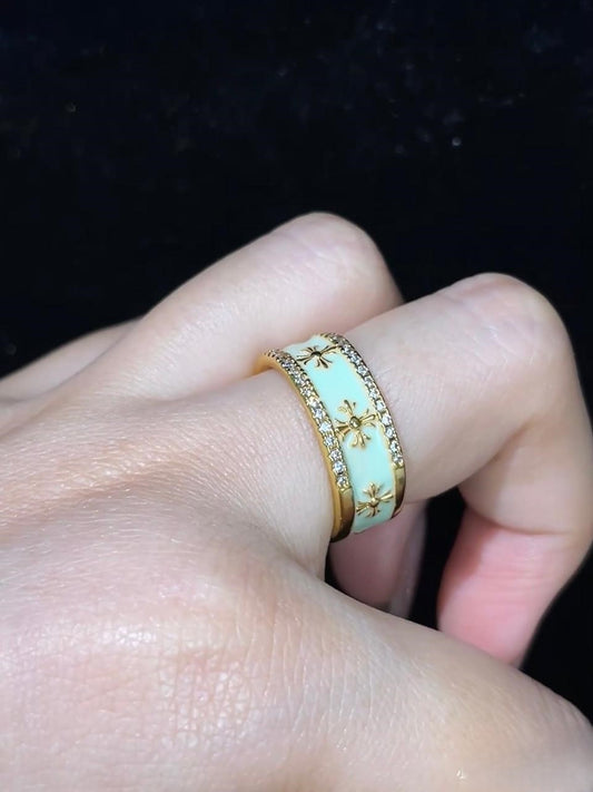 Golden Fleur Enamel Ring