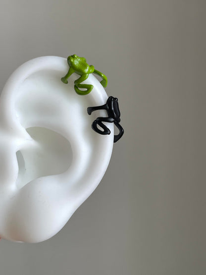 Green Frog Cuff Earrings