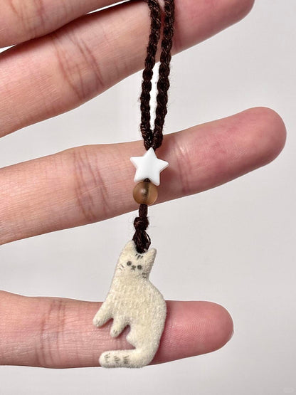 Fuzzy Friend Cat Pendant Necklace