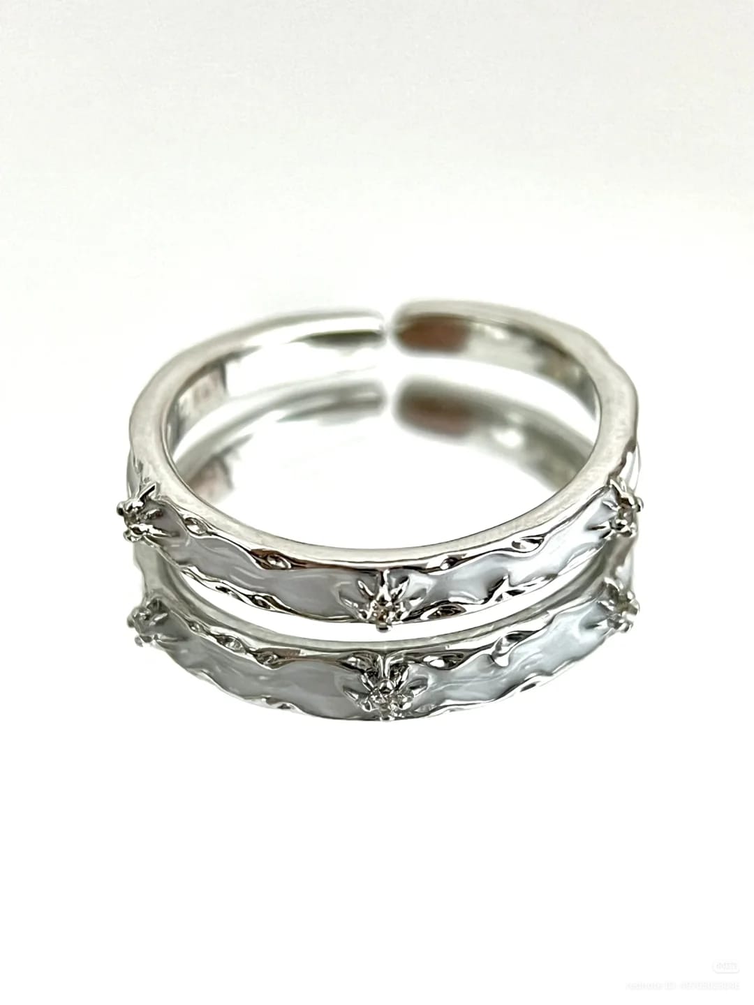 White Enamel Wave Band Ring