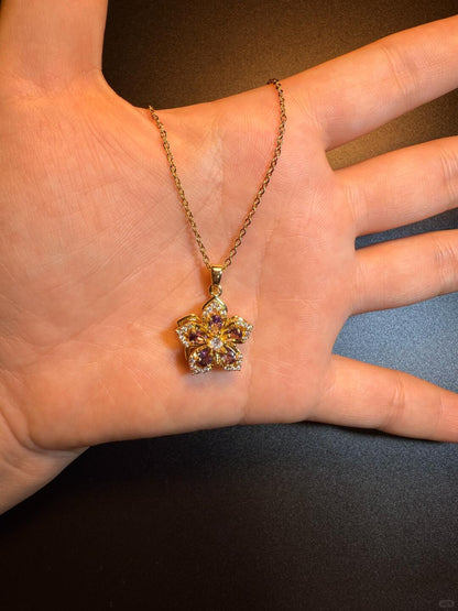 Gold Crystal Flower Necklace