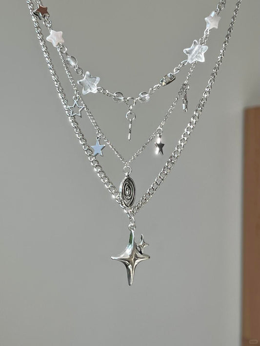 Silver Star Layered Necklace