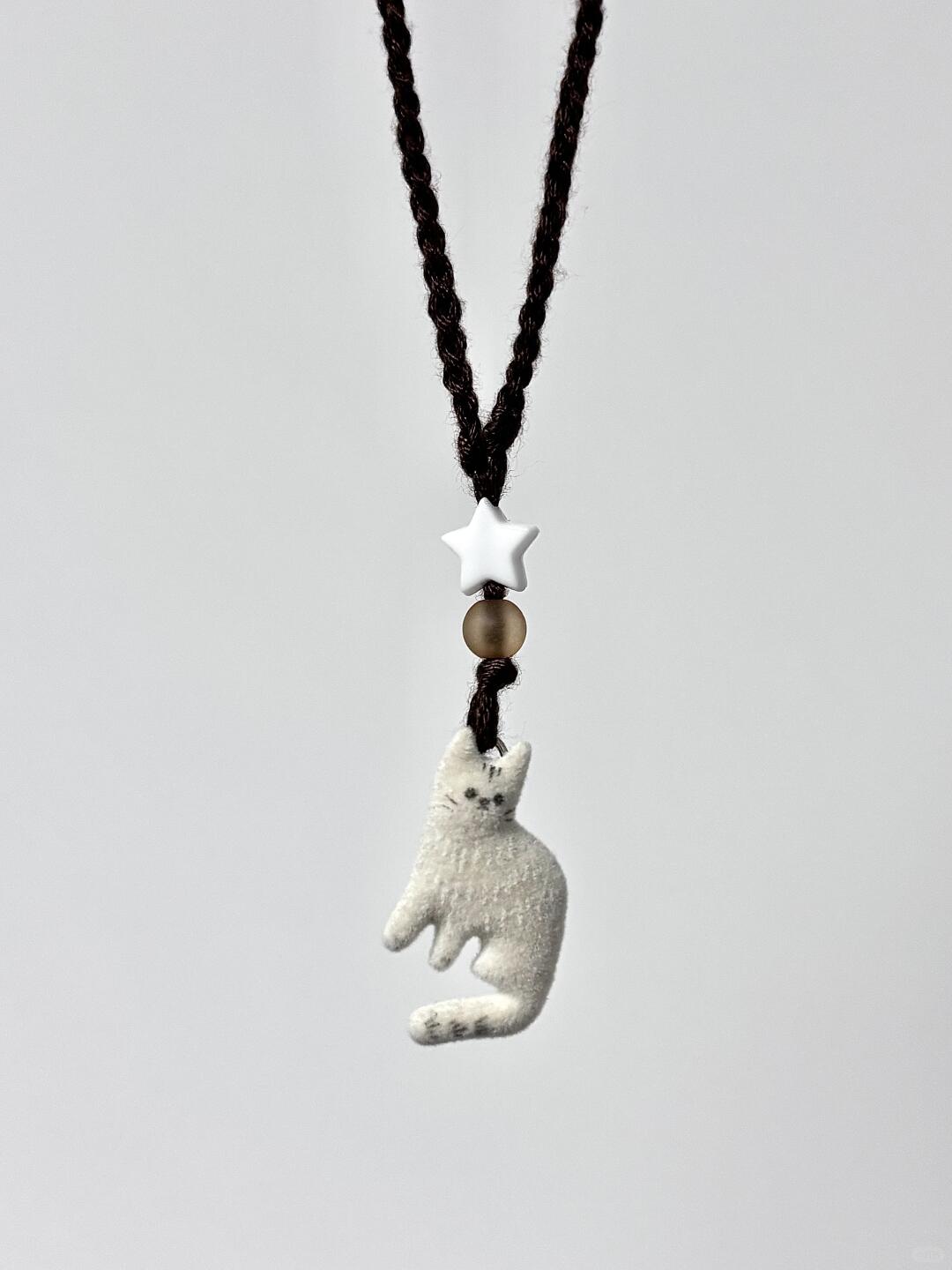 Fuzzy Friend Cat Pendant Necklace