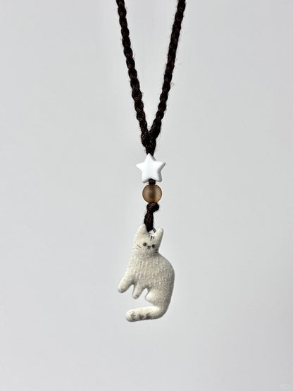 Fuzzy Friend Cat Pendant Necklace