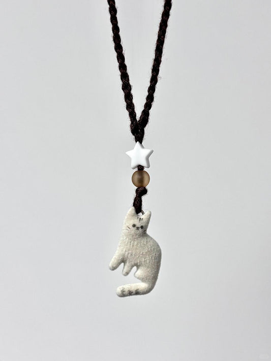 Fuzzy Friend Cat Pendant Necklace