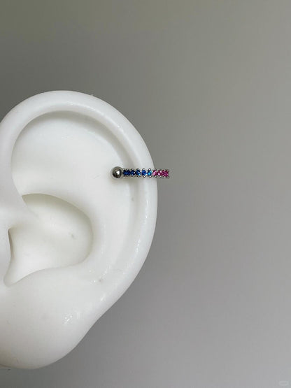 Silver Multicolor Stellar Helix Earring